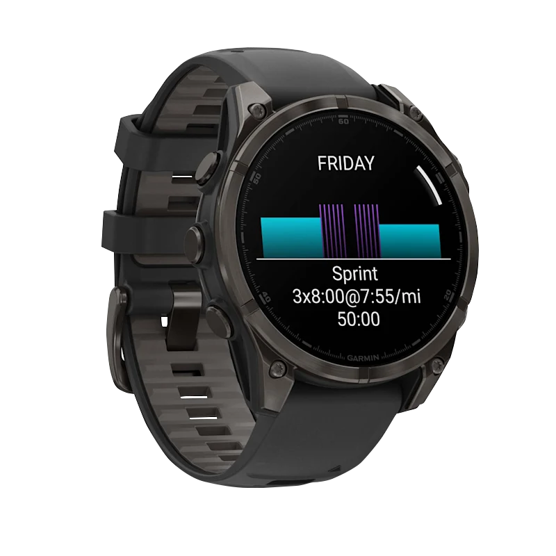 Garmin fenix 8 47mm Amoled vista laterale Carbon Gray