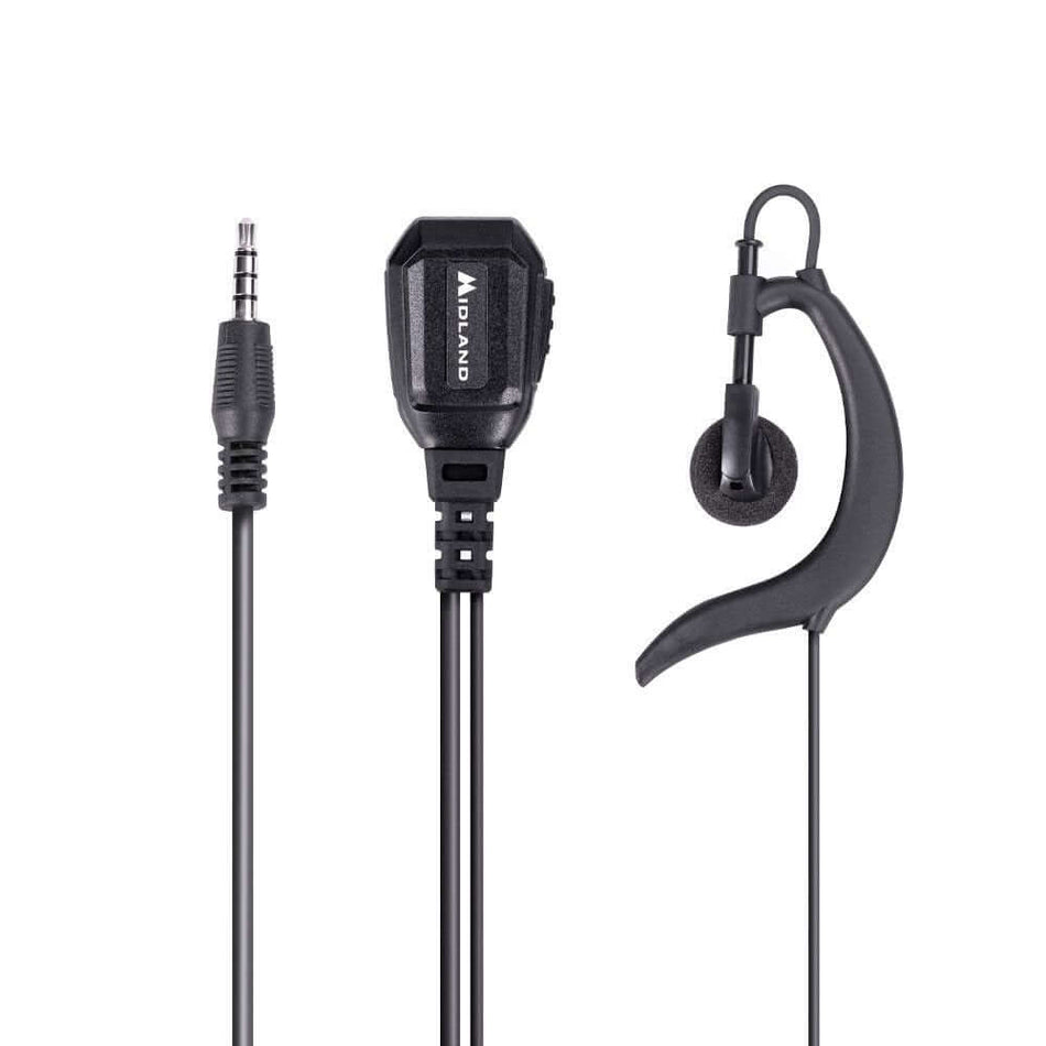 Microfono Midland MA 21 con auricolare e PTT, presa 1 pin