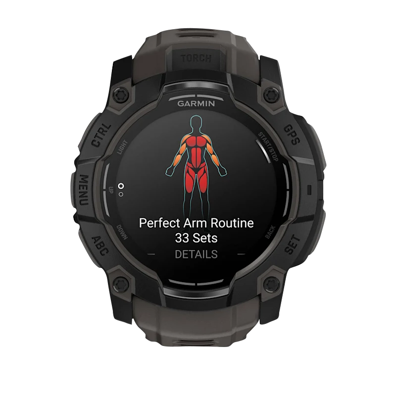 Garmin Instinct 3 50mm Amoled dettaglio cassa Charcoal