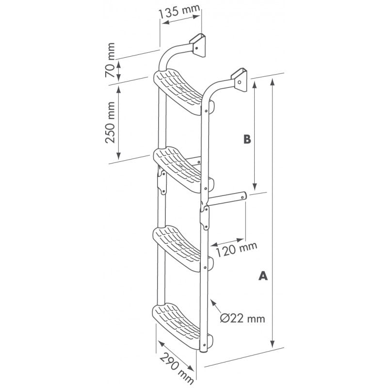 Plastimo Échelle Rabattable 3 Marches (1 Fixe + 2 Mobiles) 785x290mm