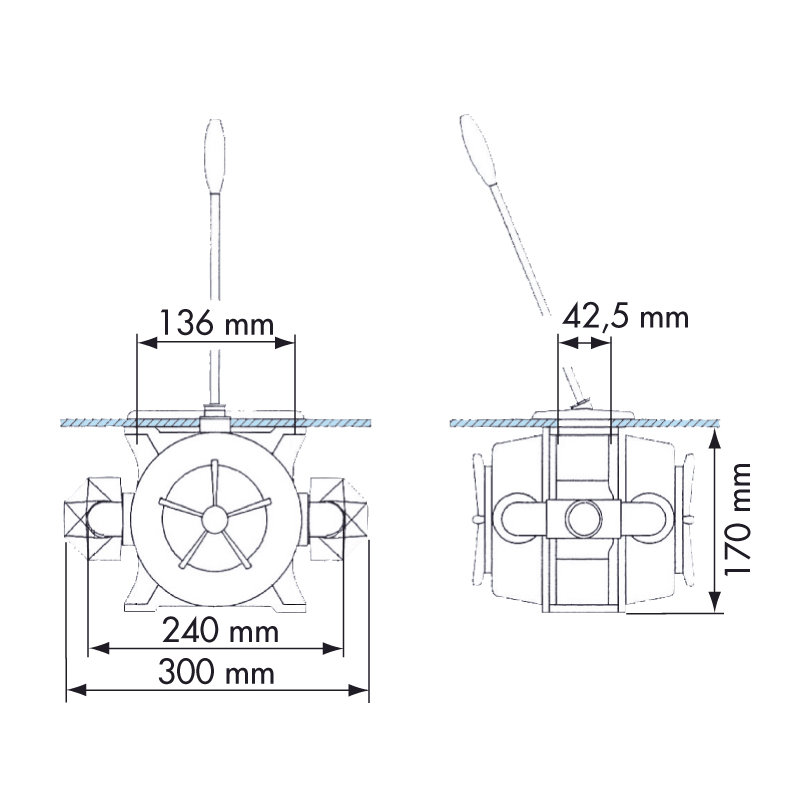 Plastimo Pompa di Sentina Manuale Autoadescante Doppio Effetto - vista laterale