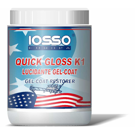 Iosso Quick Gloss K1 lucidante lievemente abrasivo per gelcoat vetroresina e metalli smaltati flacone 500ml
