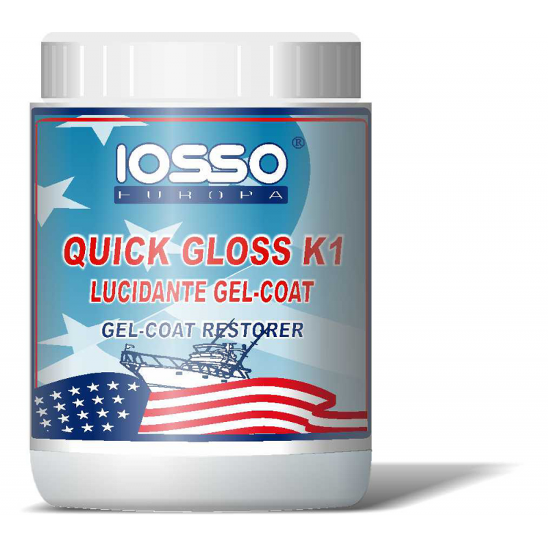 Iosso Quick Gloss K1 lucidante lievemente abrasivo per gelcoat vetroresina e metalli smaltati flacone 500ml
