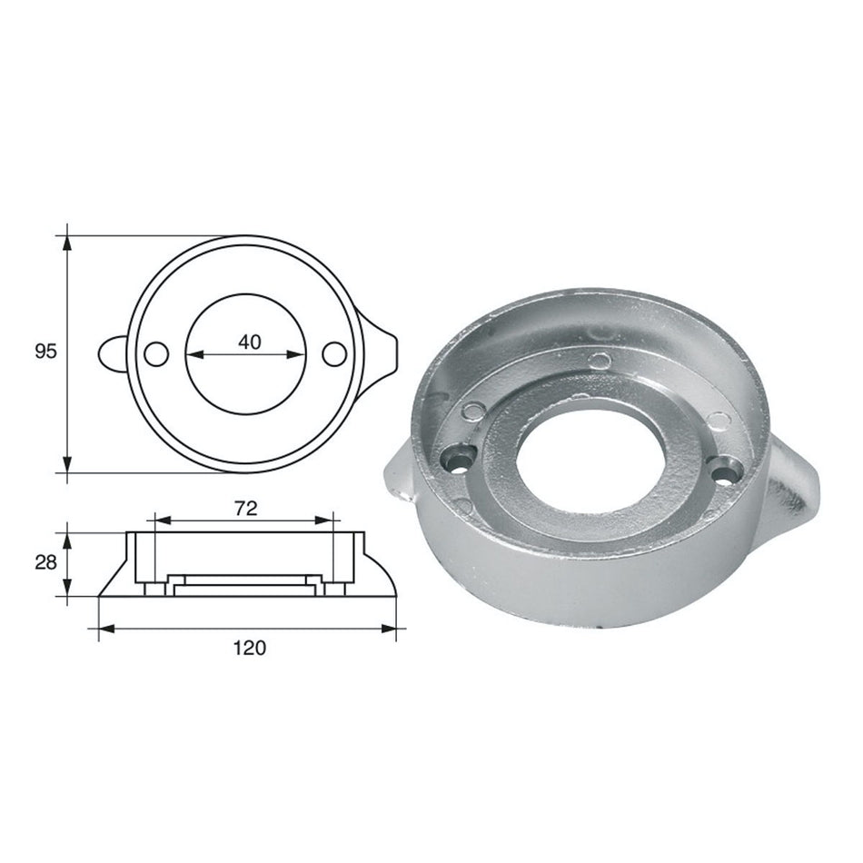Anode für Volvo-Penta-Motoren 876286 Zink