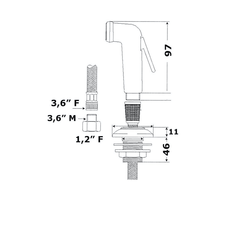 Kit de tuyau de douche 2,50 m
